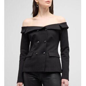 L'Agence 'Stephan' Off-The-Shoulder Stretch-Ponte Blazer, Black